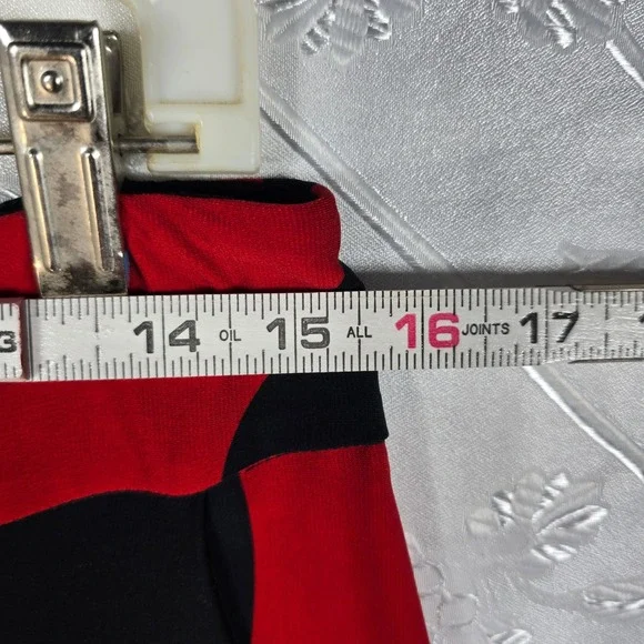 Frank Lyman Design Wide Leg Pants Woman Size 8 Red Black White Abstract Floral - Picture 5 of 11